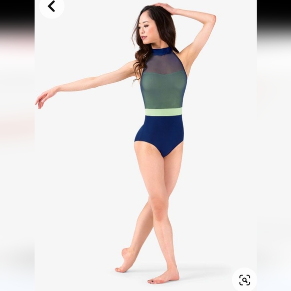 Mariia Daniela Mesh Blue/Green Overlay Breathable Ballet Dance Leotard Small - Picture 2 of 11